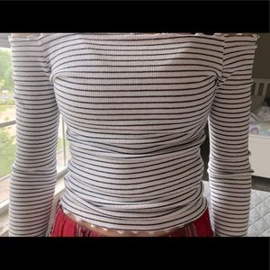 White and Black striped Long Sleeve top